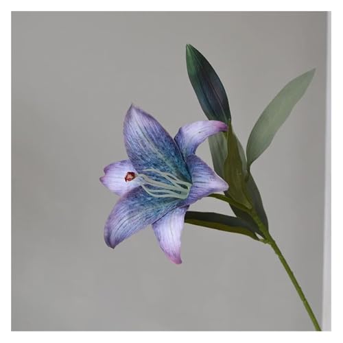 BTYQKZVPM Kunstblumen, Packung mit 5 mehrfarbigen 2-köpfigen Herbstdekor-Seidenlilienblumen for Hochzeitsdekor(Dark Blue) von BTYQKZVPM