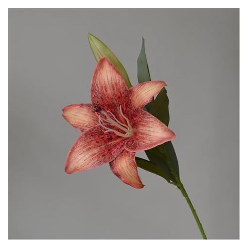 BTYQKZVPM Kunstblumen, Packung mit 5 mehrfarbigen 2-köpfigen Herbstdekor-Seidenlilienblumen for Hochzeitsdekor(Orange Color) von BTYQKZVPM