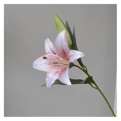 BTYQKZVPM Kunstblumen, Packung mit 5 mehrfarbigen 2-köpfigen Herbstdekor-Seidenlilienblumen for Hochzeitsdekor(Pink and White) von BTYQKZVPM