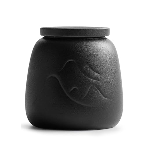 BTYQKZVPM Mini-Haustierurnen, Gedenkurne aus Keramik for menschliche Asche mit Bergmotiv in Mehreren Farben(Black) von BTYQKZVPM