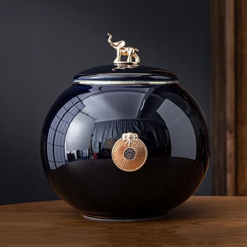 BTYQKZVPM Mini-Haustierurnen, Gedenkurne aus Keramik mit Elefantenmotiv, for menschliche Asche, Mehrfarbig, mehrere Größen(Dark Blue,Big) von BTYQKZVPM