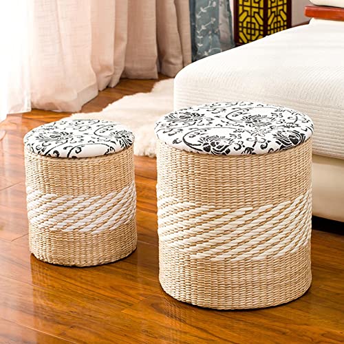 BTYQKZVPM Repose-Pieds Ottomane aus Leder, Aufbewahrungsbank & Ottomane, 2er-Pack, Boucle Sherpa, Kunstfell, Mehrfarbig, mehrere Größen(Round Sa,32 * 27 * 38Cm) von BTYQKZVPM