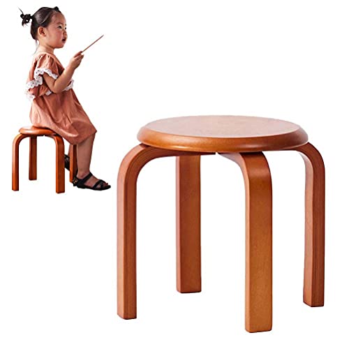 BTYQKZVPM Repose-Pieds Ottomane aus Leder, Gebogener runder Stapelhocker aus Holz, 33 x 33 x 26 cm, Mehrfarbig, for Kinder, Erwachsene, mehrere Räume(B) von BTYQKZVPM