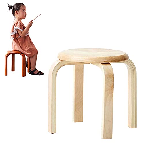 BTYQKZVPM Repose-Pieds Ottomane aus Leder, Gebogener runder Stapelhocker aus Holz, 33 x 33 x 26 cm, Mehrfarbig, for Kinder, Erwachsene, mehrere Räume(C) von BTYQKZVPM