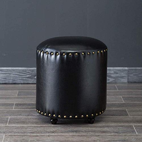 BTYQKZVPM Repose-Pieds Ottomane aus Leder, Ottomane Fußhocker mit Stauraum Kunstleder Holzfüße 16x14 Zoll Multicolor(Black) von BTYQKZVPM