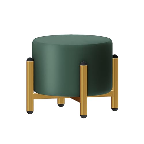 BTYQKZVPM Repose-Pieds Ottomane aus Leder, Round Ottoman Footstool with 3 Adjustable Heights (20-31cm) Removable(Velvet) von BTYQKZVPM