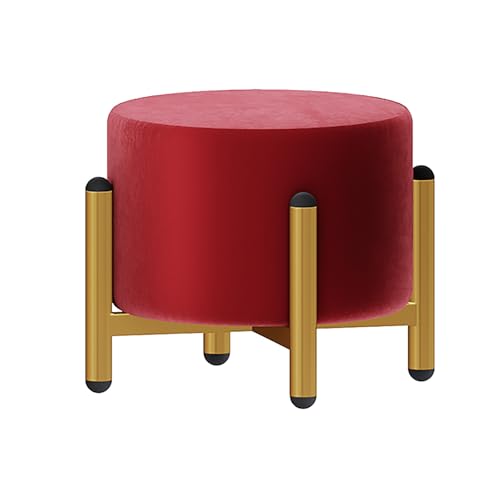 BTYQKZVPM Repose-Pieds Ottomane aus Leder, Round Ottoman Footstool with 3 Adjustable Heights (20-31cm) Removable(Velvet5) von BTYQKZVPM