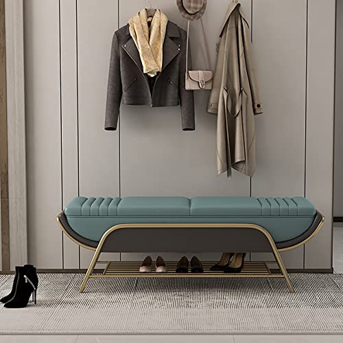 BTYQKZVPM Repose-Pieds Ottomane aus Leder, Schuhregal Bank Eingangsbereich Bettbank Fußstütze Hocker Holz Metall Leder Multicolor Mehrere Größen(B,80x40x45cm(31x16x18inch)) von BTYQKZVPM