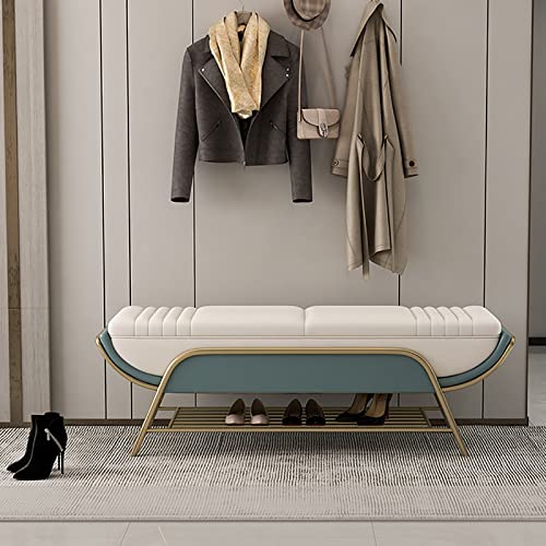 BTYQKZVPM Repose-Pieds Ottomane aus Leder, Schuhregal Bank Eingangsbereich Bettbank Fußstütze Hocker Holz Metall Leder Multicolor Mehrere Größen(D,80x40x45cm(31x16x18inch)) von BTYQKZVPM