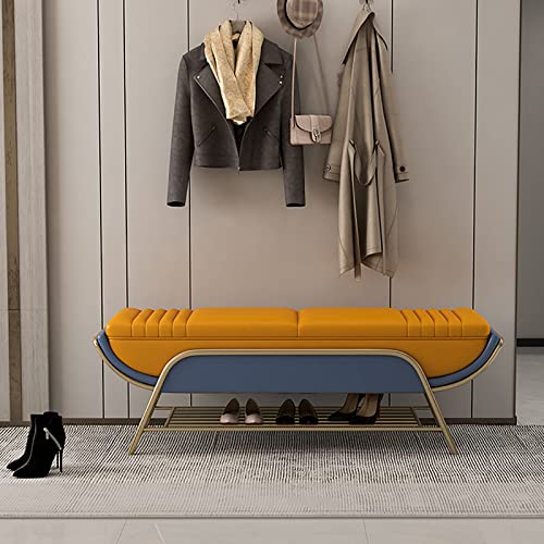 BTYQKZVPM Repose-Pieds Ottomane aus Leder, Schuhregal Bank Eingangsbereich Bettbank Fußstütze Hocker Holz Metall Leder Multicolor Mehrere Größen(E,80x40x45cm(31x16x18inch)) von BTYQKZVPM