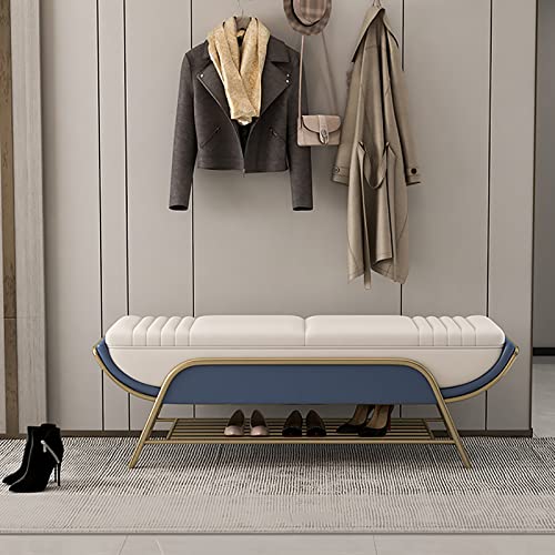 BTYQKZVPM Repose-Pieds Ottomane aus Leder, Schuhregal Bank Eingangsbereich Bettbank Fußstütze Hocker Holz Metall Leder Multicolor Mehrere Größen(F,100x40x45cm(39x16x18inch)) von BTYQKZVPM