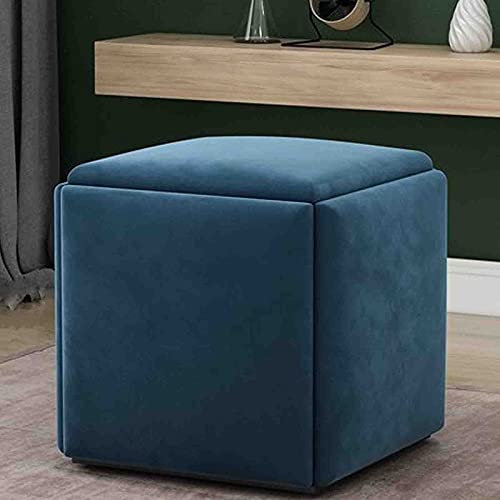 BTYQKZVPM Repose-Pieds Ottomane aus Leder, Stapelbarer Ottoman-Hocker, 5-in-1-Set, Fußstütze, Beistelltisch, Würfel, Mehrfarbig, mehrere Größen, 5er-Pack(Blue,35 * 35 * 36Cm) von BTYQKZVPM
