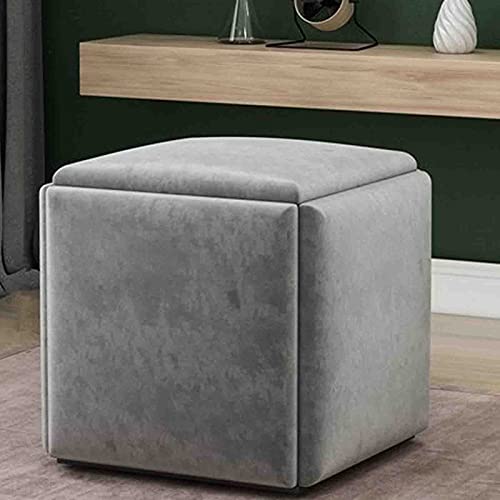 BTYQKZVPM Repose-Pieds Ottomane aus Leder, Stapelbarer Ottoman-Hocker, 5-in-1-Set, Fußstütze, Beistelltisch, Würfel, Mehrfarbig, mehrere Größen, 5er-Pack(Grey,35 * 35 * 36Cm) von BTYQKZVPM