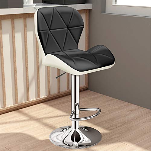 BTYQKZVPM Repose-Pieds Ottomane aus Leder, Swivel Bar Stool Adjustable Height 40-80cm 360 Rotating PU Leather with Backrest Footrest Multicolor(Black B,55cm) von BTYQKZVPM