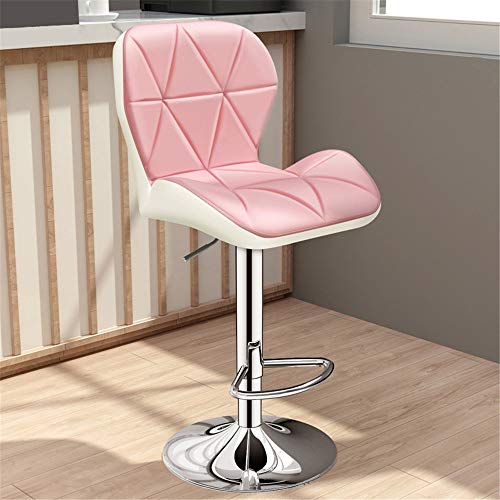 BTYQKZVPM Repose-Pieds Ottomane aus Leder, Swivel Bar Stool Adjustable Height 40-80cm 360 Rotating PU Leather with Backrest Footrest Multicolor(Pink B,80cm) von BTYQKZVPM