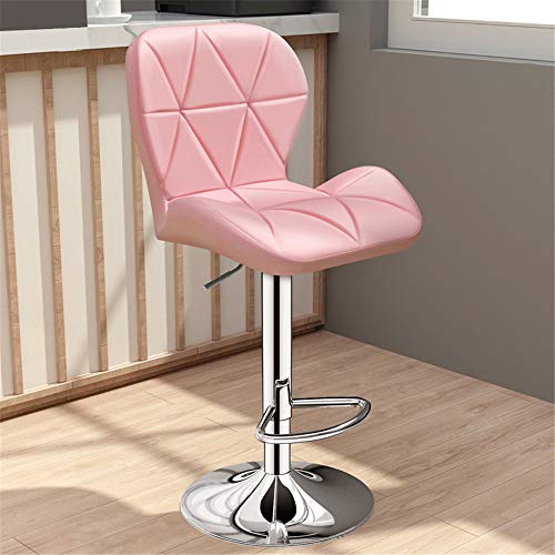 BTYQKZVPM Repose-Pieds Ottomane aus Leder, Swivel Bar Stool Adjustable Height 40-80cm 360 Rotating PU Leather with Backrest Footrest Multicolor(Pink a,55cm) von BTYQKZVPM