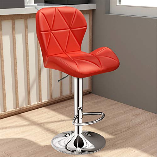 BTYQKZVPM Repose-Pieds Ottomane aus Leder, Swivel Bar Stool Adjustable Height 40-80cm 360 Rotating PU Leather with Backrest Footrest Multicolor(Red,80cm) von BTYQKZVPM