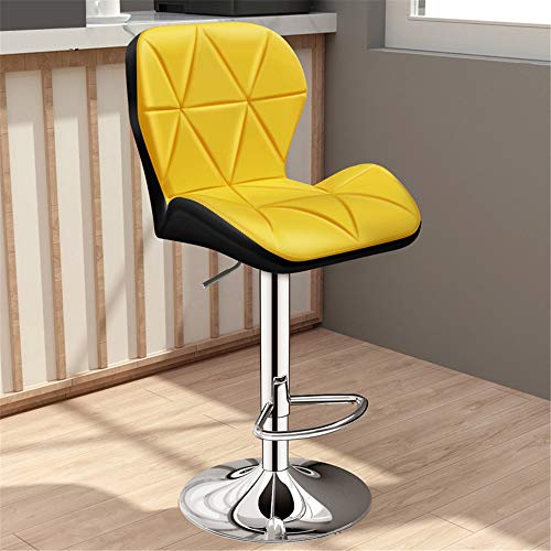 BTYQKZVPM Repose-Pieds Ottomane aus Leder, Swivel Bar Stool Adjustable Height 40-80cm 360 Rotating PU Leather with Backrest Footrest Multicolor(Yellow,55cm) von BTYQKZVPM