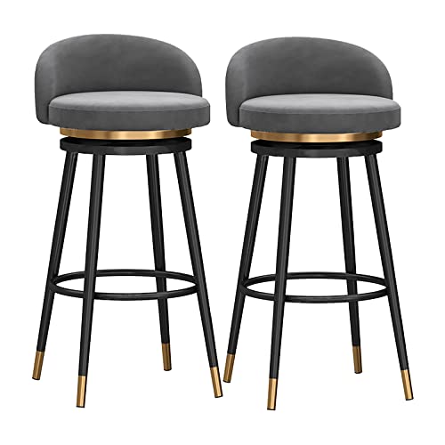 BTYQKZVPM Repose-Pieds Ottomane aus Leder, Velvet Metal Swivel Bar Stools Pack of 2 Multicolor Multiple Sizes Footrest Included(Grey,65cm) von BTYQKZVPM