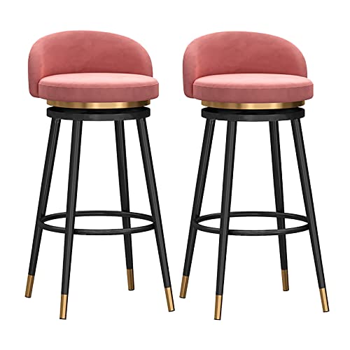 BTYQKZVPM Repose-Pieds Ottomane aus Leder, Velvet Metal Swivel Bar Stools Pack of 2 Multicolor Multiple Sizes Footrest Included(Pink,65cm) von BTYQKZVPM