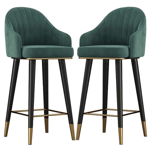 BTYQKZVPM Repose-Pieds Ottomane aus Leder, Velvet Swivel Bar Chairs Pack of 2 Multicolor Multiple Sizes Curved Backrest Footrest Tall Stools(Green,75cm (29.5")) von BTYQKZVPM