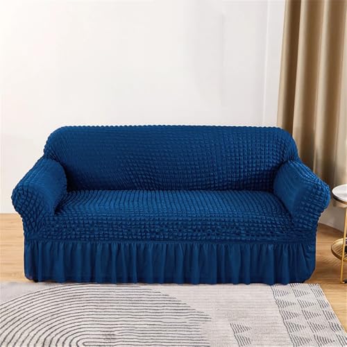BTYQKZVPM Sofabezug mit Rüschenrock, Sofabezug aus Seersucker mit Rüschen, Mehrfarbig, mehrere Größen(Blue,2 seat Sofa Cover) von BTYQKZVPM