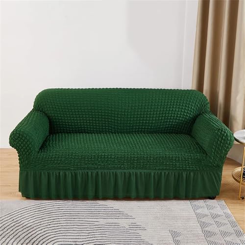 BTYQKZVPM Sofabezug mit Rüschenrock, Sofabezug aus Seersucker mit Rüschen, Mehrfarbig, mehrere Größen(Dark En8,2 seat Sofa Cover) von BTYQKZVPM