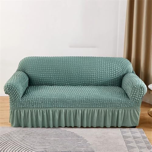 BTYQKZVPM Sofabezug mit Rüschenrock, Sofabezug aus Seersucker mit Rüschen, Mehrfarbig, mehrere Größen(En8,4 seat Sofa Cover) von BTYQKZVPM