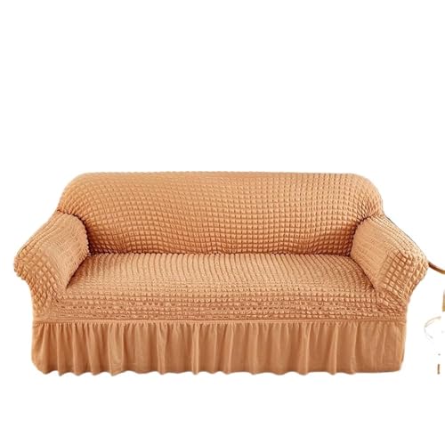 BTYQKZVPM Sofabezug mit Rüschenrock, Sofabezug aus Seersucker mit Rüschen, Mehrfarbig, mehrere Größen(Orange,2 seat Sofa Cover) von BTYQKZVPM