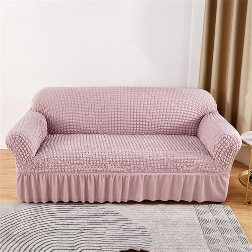 BTYQKZVPM Sofabezug mit Rüschenrock, Sofabezug aus Seersucker mit Rüschen, Mehrfarbig, mehrere Größen(Pnnrk,4 seat Sofa Cover) von BTYQKZVPM