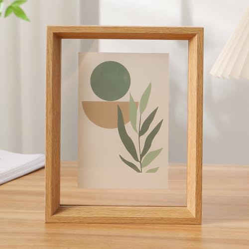BTYQKZVPM geprägter Glas-Bilderrahmen, Doppelseitiger Acrylrahmen, dekoratives schwebendes Display for Postkarten(Log Color,A4) von BTYQKZVPM