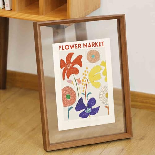 BTYQKZVPM geprägter Glas-Bilderrahmen, Doppelseitiger Acrylrahmen, dekoratives schwebendes Display for Postkarten(Walnut Color,Square Inner Diameter 15 * 15cm) von BTYQKZVPM