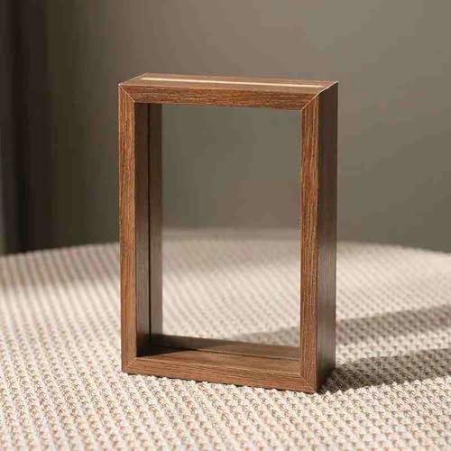 BTYQKZVPM geprägter Glas-Bilderrahmen, Postkartenrahmen aus Holz mit Doppelglas, schwebendes Design im A4-Format(Light Brown,Rectangle 10 inches) von BTYQKZVPM