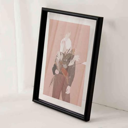 BTYQKZVPM geprägter Glas-Bilderrahmen, Schwebender Fotorahmen aus Holz, A4, Doppelglas, doppelseitig(Black,Square 8-inch) von BTYQKZVPM