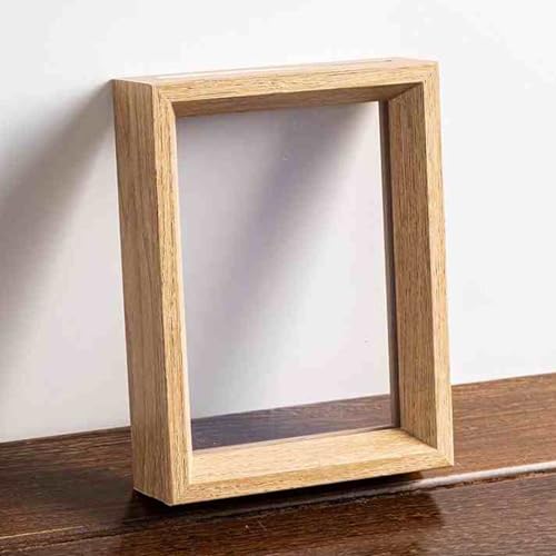 BTYQKZVPM geprägter Glas-Bilderrahmen, Schwebender Fotorahmen aus Holz, A4, Doppelglas, doppelseitig(Log Color,A3) von BTYQKZVPM