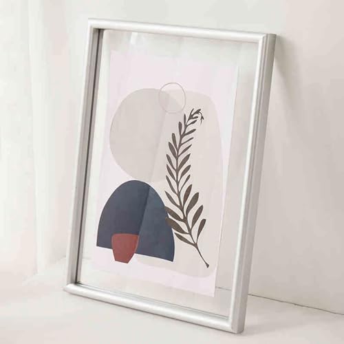 BTYQKZVPM geprägter Glas-Bilderrahmen, Schwebender Fotorahmen aus Holz, A4, Doppelglas, doppelseitig(Silver,A3) von BTYQKZVPM