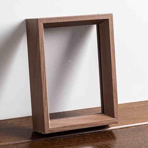 BTYQKZVPM geprägter Glas-Bilderrahmen, Schwebender Fotorahmen aus Holz, A4, Doppelglas, doppelseitig(Walnut Color,A3) von BTYQKZVPM