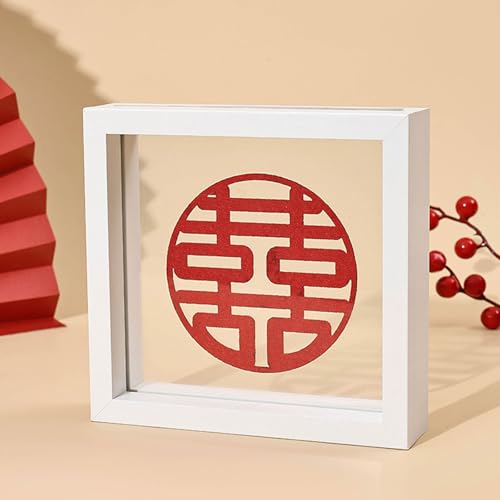 BTYQKZVPM geprägter Glas-Bilderrahmen, Schwebender Fotorahmen aus Holz, A4, Doppelglas, doppelseitig(White,5 inches) von BTYQKZVPM