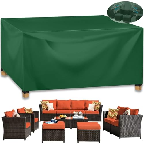 Gartenmöbelabdeckungen, Abdeckung for Gartenmöbel, Terrassentisch, 420D Oxford, for den Außenbereich, rechteckig, wasserdicht, winddicht, Set, mehrfarbig, mehrere Größen(Green,240x170x100cm) von BTYQKZVPM