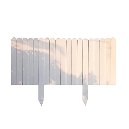 Holz-Gartenumrandung, Dekorativer Landschaftsrand aus Holz for den Außenbereich, Flexibles, einsteckbares Hofgeländer(White,100x20cm/4pcs) von BTYQKZVPM