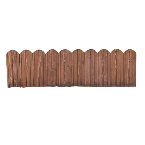 Holz-Gartenumrandung, Pflanzenpalisaden aus Holz, Schutzzaunpaneele, dekorative Rasenkanten im Retro-Design(Brown,39.37x11.8in/3pcs) von BTYQKZVPM