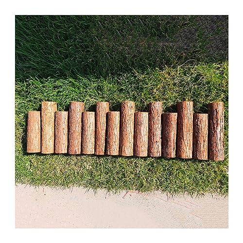 Holz-Gartenumrandung, Rasenkante aus Holzstämmen, wasserdichte dekorative Gartenbegrenzung for die Rasengestaltung auf dem Balkon, 89 cm lang(35x14/16in,6pcs) von BTYQKZVPM