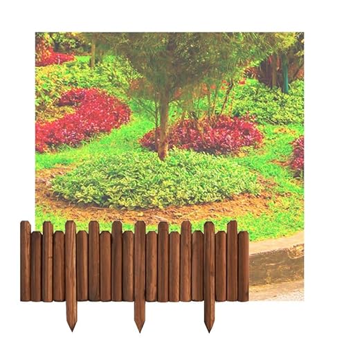 Holz-Gartenumrandung, Robuste dekorative Rasenkante aus Holzstämmen(120x40cm,2pcs) von BTYQKZVPM