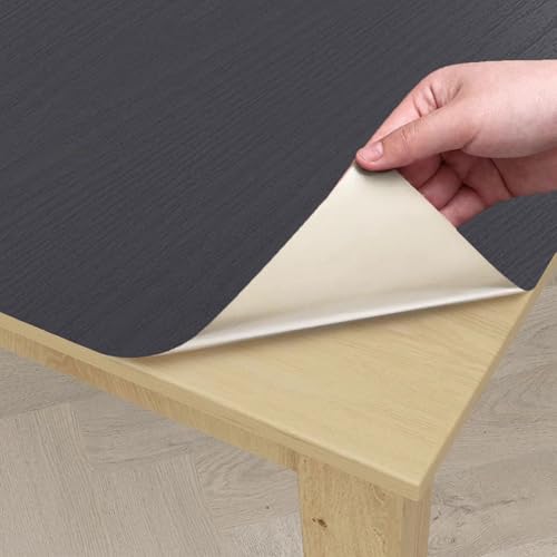 Holzmaserung-Vinylfolie, Selbstklebende Holzoptik-Folie, mehrfarbig, mehrere Größen, wasserdicht, hitzebeständig(Schwarze Holzoptik,120x300cm) von BTYQKZVPM