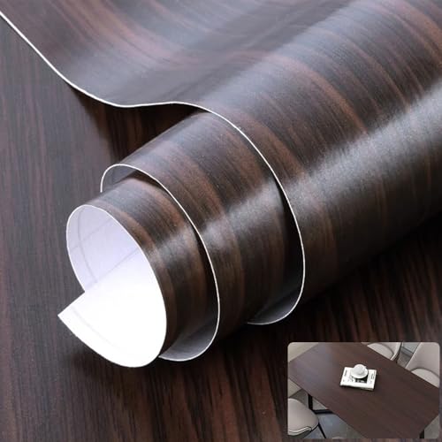 Holzmaserung-Vinylfolie, Selbstklebende PVC-Folie in Holzoptik for Tische, Möbel, Türen, mehrfarbig, mehrere Größen(Schwarze Walnuss,120x1000cm) von BTYQKZVPM