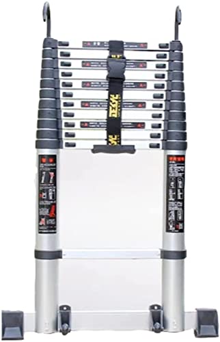 Leitern für zu Hause, Teleskopleiter aus Aluminium, Tragkraft 159 kg, Stabilisator und rutschfeste Füße, Haken, 2,7–6,1 m(15.5ft/4.7m) von BTYQKZVPM