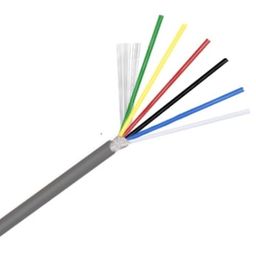 PVC-verzinnter Kupferdraht, 2–8 Adern UL2547 Kanal Audio geschirmtes Kabel 10 m 30 28 26 24 22 20 18 AWG grauer Verlängerungsstecker(18 AWG x 10 meters 6Cores) von BTYQKZVPM