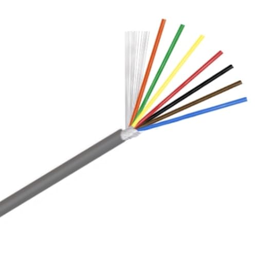 PVC-verzinnter Kupferdraht, 2–8 Adern UL2547 Kanal Audio geschirmtes Kabel 10 m 30 28 26 24 22 20 18 AWG grauer Verlängerungsstecker(26 AWG x 10 meters 7Cores) von BTYQKZVPM