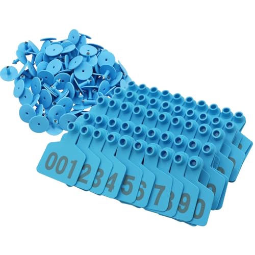 Rinder-Ohrmarken, Schaf-Ohrmarke, Kunststoff-Rinderohrmarken mit Werkzeug for Entfernen der Ohrmarke(Blue 7.5 * 10cm,001 100) von BTYQKZVPM