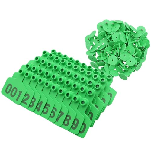 Rinder-Ohrmarken, Schaf-Ohrmarke, Kunststoff-Rinderohrmarken mit Werkzeug for Entfernen der Ohrmarke(Green 6 * 7.5cm,101 200) von BTYQKZVPM